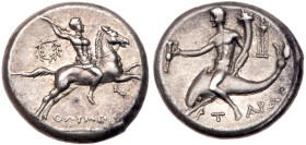 Calabria, Taras. Silver Nomos (6.51 g), ca. 240-228 BC. EF