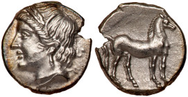 Bruttium, Carthaginian occupation. Silver 1/4 Shekel (1.79 g), ca. 215-205 BC. MS