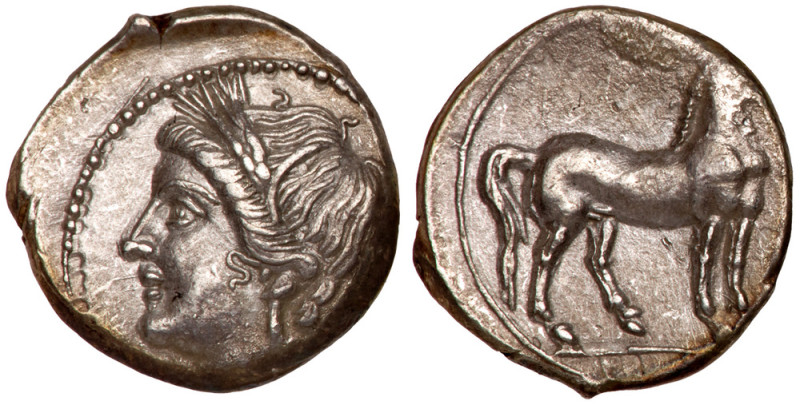 Bruttium, Carthaginian occupation. Silver 1/4 Shekel (1.90 g), ca. 215-205 BC. S...