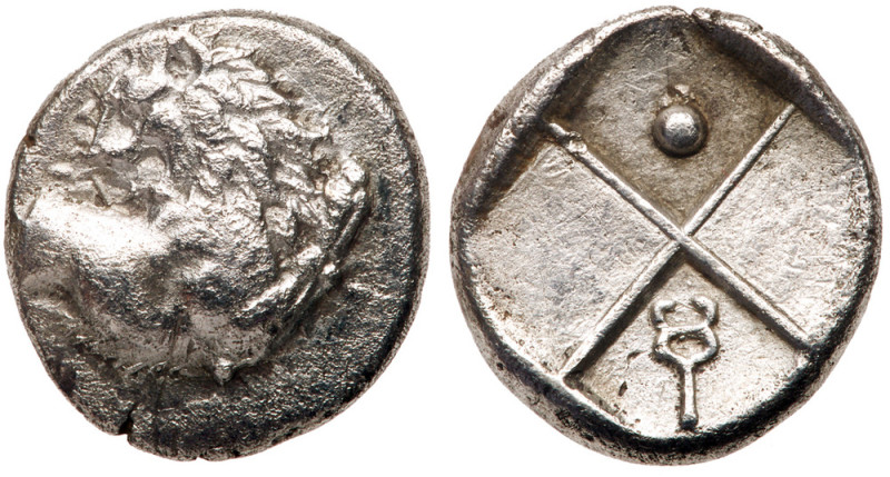 Thrace, Cherronesos. Silver Hemidrachm (2.20 g), ca. 386-338 BC. Forepart of lio...
