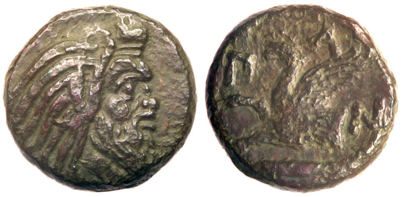 Cimmerian Bosporos, Pantikapaion. &AElig; (7.74 g), ca. 310-304/3 BC. Bearded he...