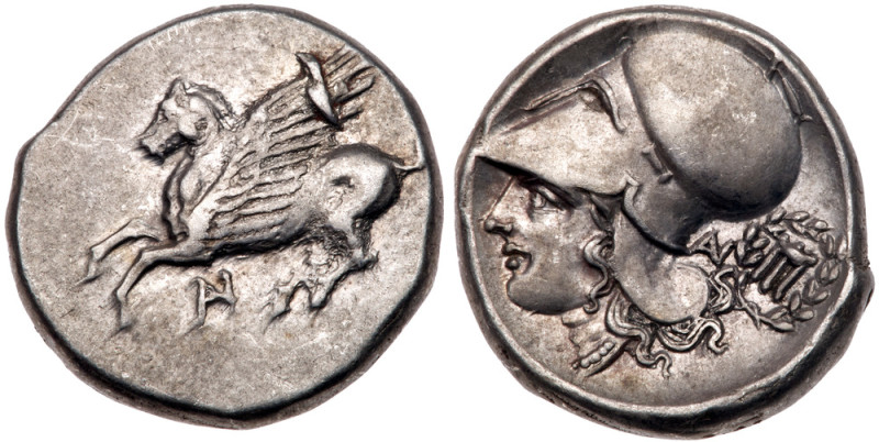 Akarnania, Anaktorion. Stater (8.51 g), ca. 350-300 BC. Pegasos flying left; bel...