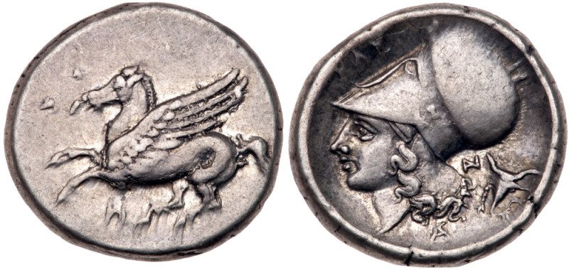 Akarnania, Leukas. AR Stater (8.42 g), ca. 350-320 BC. Pegasos flying left; belo...
