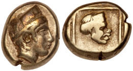 Lesbos, Mytilene. Electrum Hekte (2.53 g), ca. 412-378 BC. VF