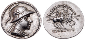Baktrian Kingdom. Eukratides I. Silver Drachm (4.23 g), ca. 171-145 BC. EF