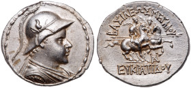 Baktrian Kingdom. Eukratides I. Silver Tetradrachm (16.93 g), ca. 171-145 BC. AU