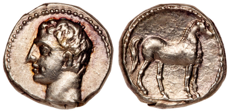 Iberia, Punic issues. Silver 1/4 Shekel (1.84 g), ca. 237-209 BC. Carthago Nova....