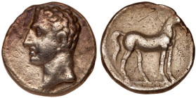 Iberia, Punic issues. Silver 1/2 Shekel (3.54 g), ca. 237-209 BC. VF