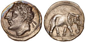 Zeugitania, Carthage. Silver 1/2 Shekel (3.30 g), ca. 220-205 BC. MS
