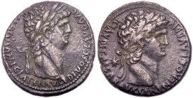 Nero with Divus Claudius. Syria. Decapolis. Antioch(?). AD 54-56. AR Tetradrachm (26mm, 13.87g). VF