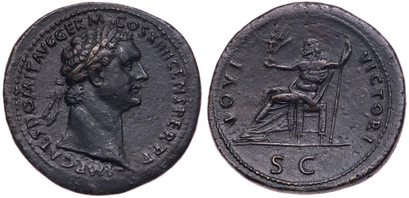 Domitian. &AElig; Sestertius (23.08 g), AD 81-96. Rome, AD 88/9. IMP CAES DOMIT ...