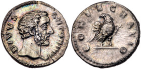 Divus Antoninus Pius. Silver Denarius (3.67 g), died AD 161. EF