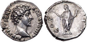 Marcus Aurelius. Silver Denarius (3.35 g), as Caesar, AD 138-161. EF