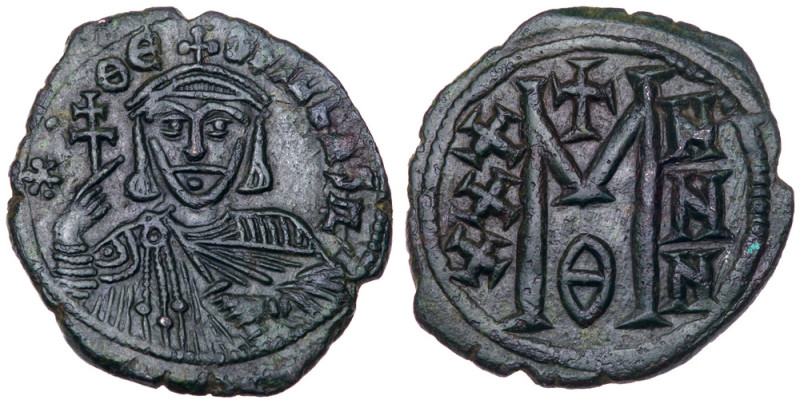 Theophilus. &AElig; Follis (7.74 g), 829-842. Constantinople. * &Theta;EOFIL bAS...