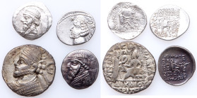 4-piece lot of Parthian Silver Coins