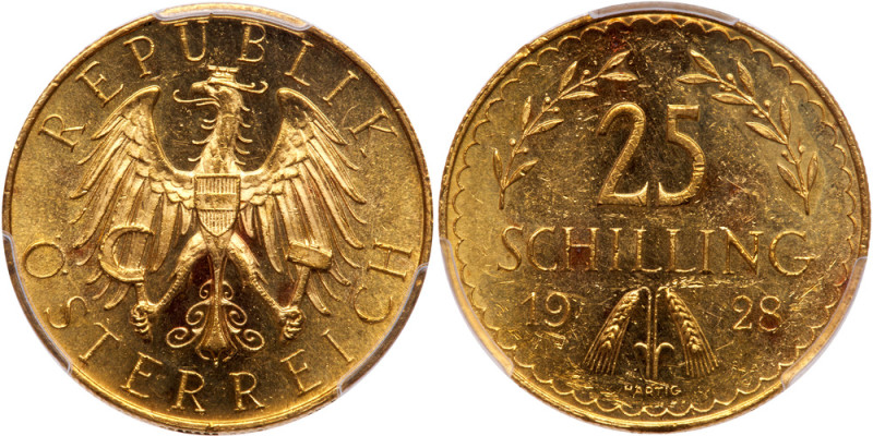 Austria. 25 Schilling, 1928. Fr-520; KM-2841. Weight 0.1702 ounce. First Republi...