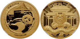 China (People's Republic). Commemorative Gold Panda, 2018-S. NGC PF70