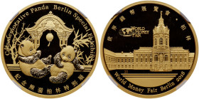 China (People's Republic). Official Berlin Panda Gold 50 Gram Medal, 2018. NGC PF70