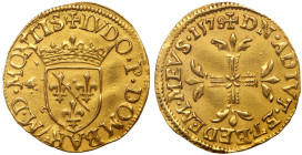 France: Dombes. Ecu d'or or ½ Pistole, 1579. NGC AU