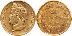 France. 20 Francs, 1840-A. PCGS EF45