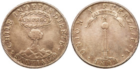 Chile. Peso, 1822-So FI. PCGS AU50