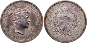 Cuba. Souvenir Peso, 1897. PCGS AU