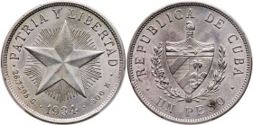 Cuba. Star Peso, 1934. PCGS AU