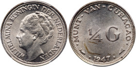 Curaçao. ¼ Gulden, 1947 (u). PCGS MS62