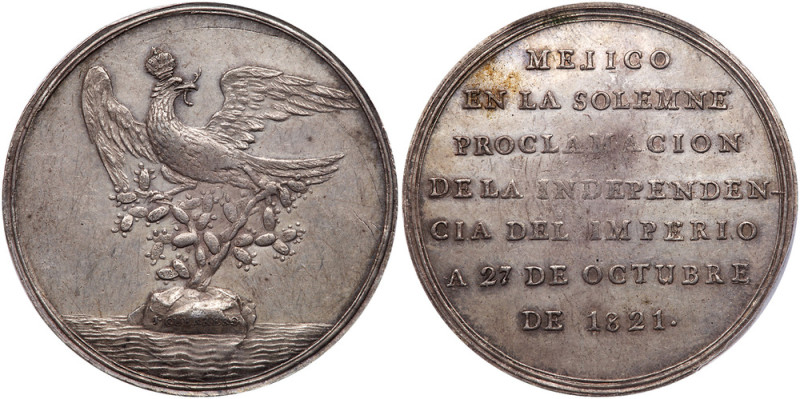 Mexico. Independence Silver Proclamation Medal, 1821. Grove-5a. 34 mm. Struck to...