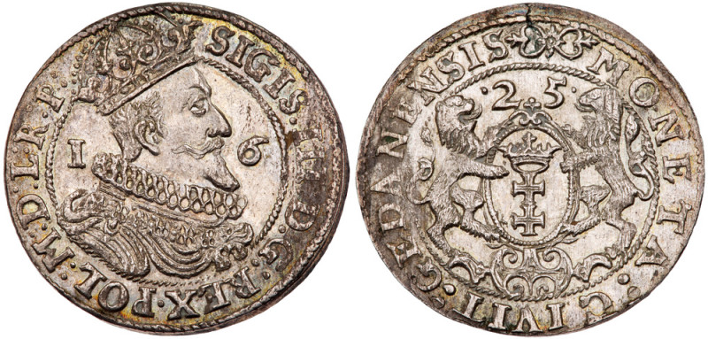 Poland: Danzig. Ort (&frac14; Taler), 1625. KM-15.2. Sigismund III. Crowned bust...