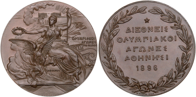 Greece. Olympic Games Participant's Bronze Medal, 1896. Gad-2. 50 mm. By N. Lytr...