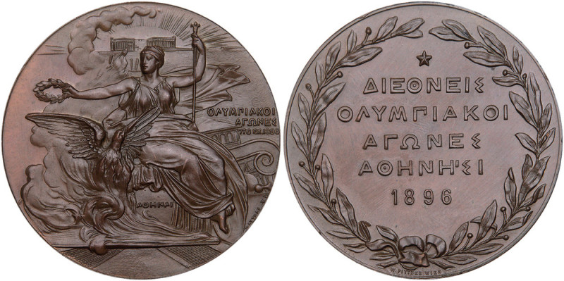 Greece. Olympic Games Participant's Bronze Medal, 1896. Gad-2. 50 mm. By N. Lytr...