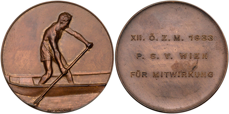 Vienna Sporting Participation Medal dated 1933. Bronze. 40 mm. By Sepp Eichberge...