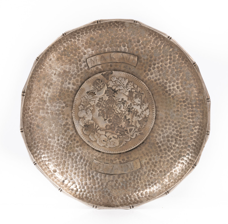 Worldwide. Silver Dish with Japan 1 Yen, Meiji 13 (1880) at Base. Y-A25.2. Gross...