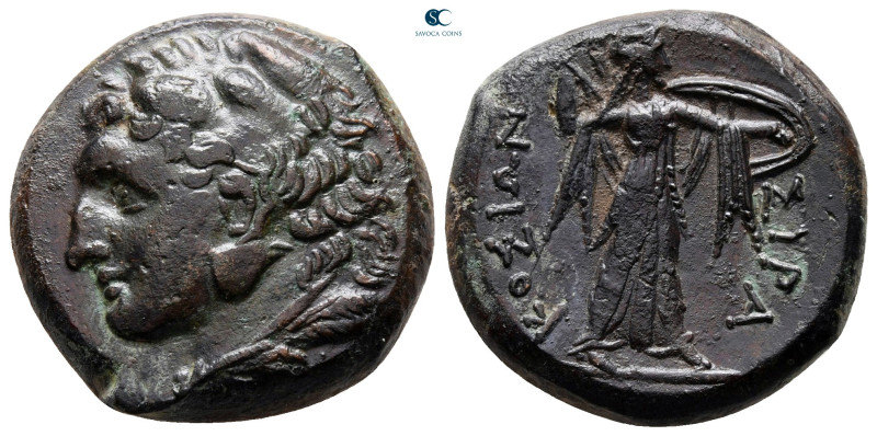 Sicily. Syracuse circa 287-276 BC. 
Litra Æ

23 mm, 11,59 g

Head of Herakl...