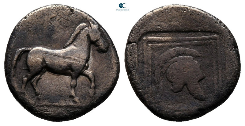 Kings of Macedon. Aigai. Perdikkas II 451-413 BC. 
Tetrobol AR

14 mm, 1,54 g...