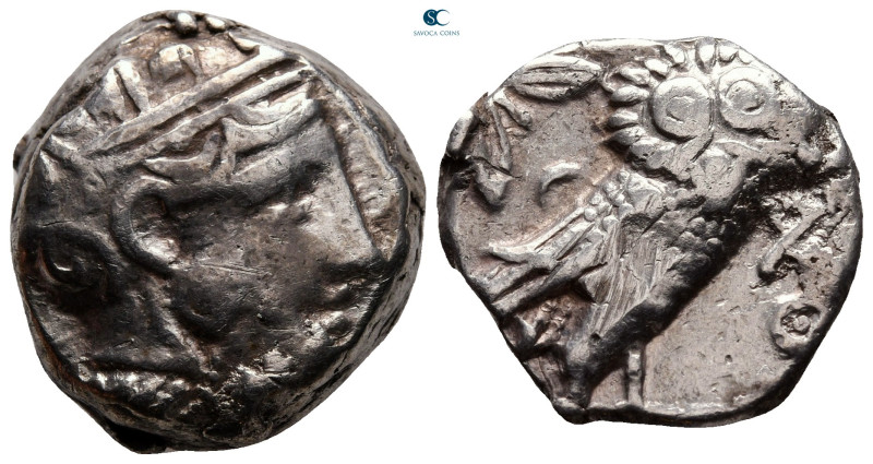 Attica. Athens circa 350-294 BC. 
Tetradrachm AR

21 mm, 16,80 g

Head of A...