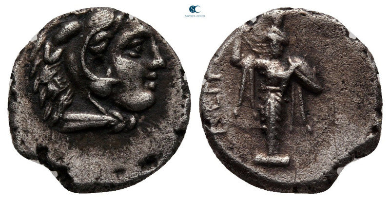 Mysia. Pergamon circa 310-282 BC. 
Diobol AR

12 mm, 1,19 g

Head of Herakl...
