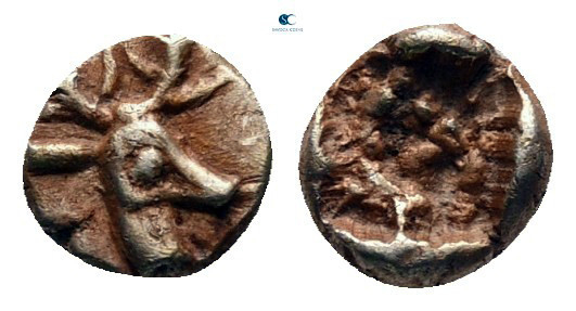Ionia. Ephesos. Phanes circa 625-600 BC. 
1/48 Stater EL

5 mm, 0,27 g

Hea...