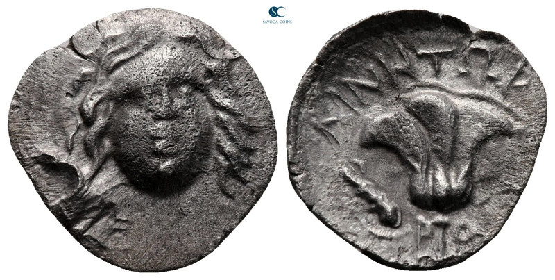Islands off Caria. Rhodos circa 205-190 BC. Ainetor, magistrate
Hemidrachm AR
...