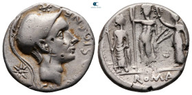 Cn. Blasio Cn. f 112-111 BC. Rome. Denarius AR
