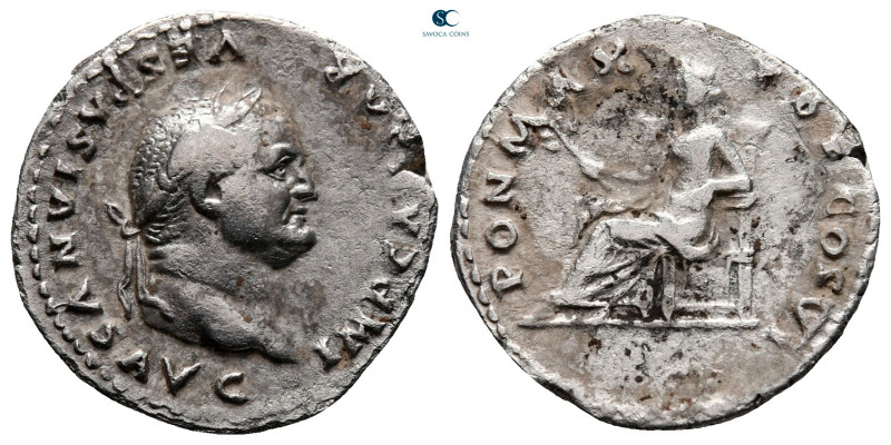 Vespasian AD 69-79. Rome
Denarius AR

20 mm, 3,23 g

IMP CAESAR VESPASIANVS...