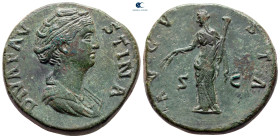 Diva Faustina I AD 140-141. Rome. Sestertius Æ