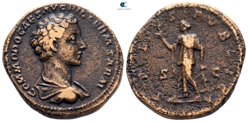 Commodus, as Caesar AD 166-177. Rome
As Æ

26 mm, 13,69 g

COMMODO CAES AVG...