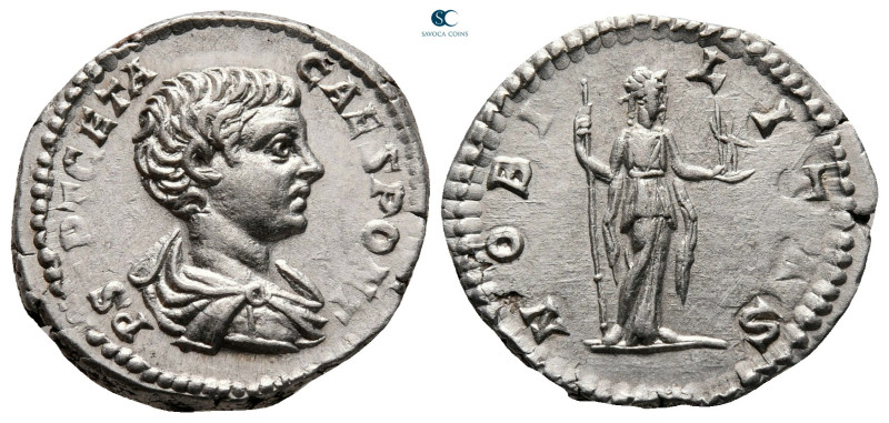 Geta, as Caesar AD 198-209. Rome
Denarius AR

20 mm, 3,18 g

P SEPT GETA CA...