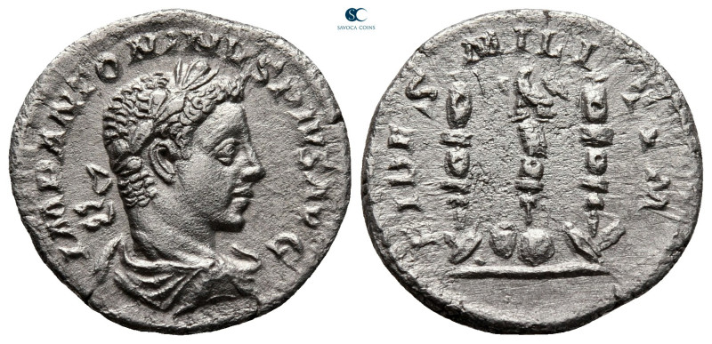 Elagabal AD 218-222. Rome
Denarius AR

19 mm, 2,72 g

IMP ANTONINVS PIVS AV...