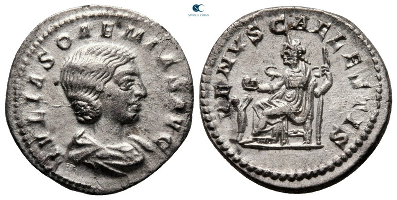 Julia Soaemias. Augusta AD 218-222. Rome
Denarius AR

19 mm, 2,66 g

IVLIA ...