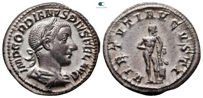 Gordian III AD 238-244. Rome
Denarius AR

21 mm, 3,40 g

IMP GORDIANVS PIVS...