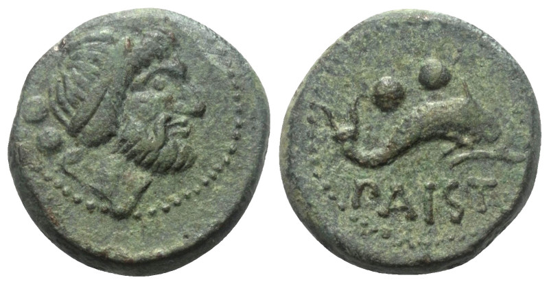 Lukanien. Paestum (Poseidonia).

 Sextans (Bronze). Ca. 218 - 201 v. Chr.
Vs:...