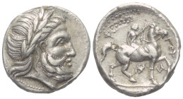 Königreich Makedonien. Philippos II. (359 - 336 v. Chr.).

 Tetradrachme (Silber). Ca. 323 - 315 v. Chr. Amphipolis.
Vermutlich Ostkeltische Imitat...